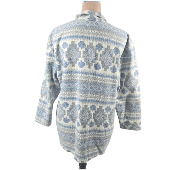 Vintage 90s Just Dawn Flannel Blazer Blue Aztec Size Medium - Picture 3 of 5